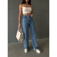 Трендові джинси з високою талією на гудзиках