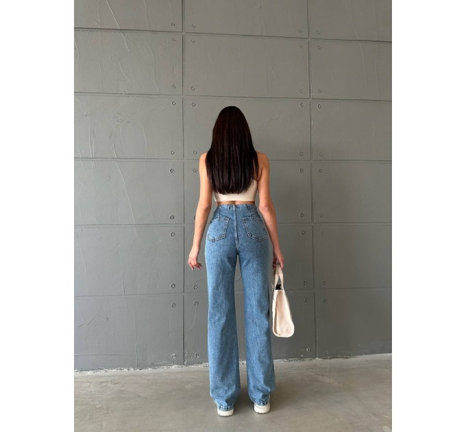 Трендові джинси з високою талією на гудзиках